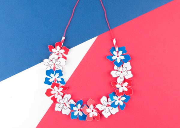 Free world cup flag flower necklace tutorial