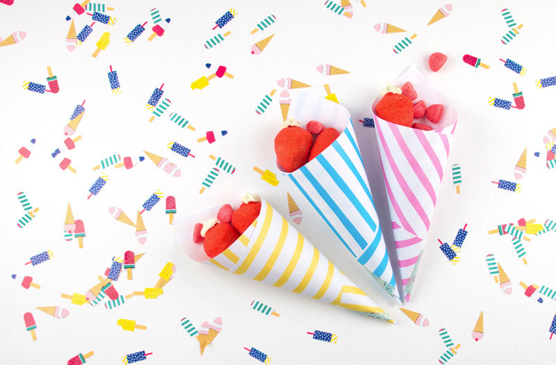 Easy DIY for party table decoration: summertime cones