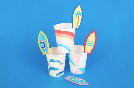 DIY facile pour decoration fete : marque verres theme surf