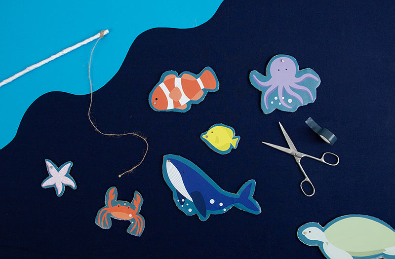 Idee bricolage enfant thème mer : peche à la ligne