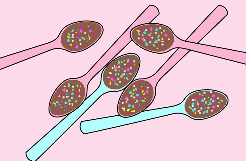 Idea for baby shower candy bar: chocolate spoons