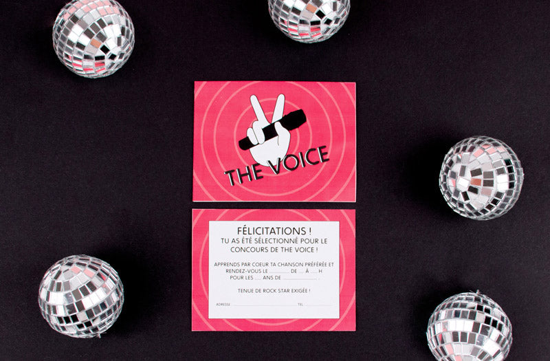 Easy and free DIY for the Voice birthday invitation cards
