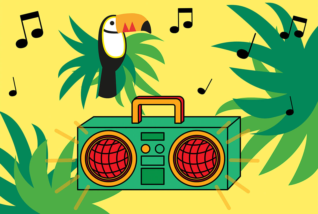 Free playlist idea to listen to for a tropical theme birthday