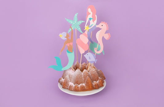 Homemade birthday cake decoration: mermaid toppers