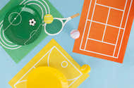 Lot De 8 Décorations De Table Thème Tennis Pour Anniversaire - Centres De Table En Nid D'abeille - Pour Fête Sportive, Club, événement - 9