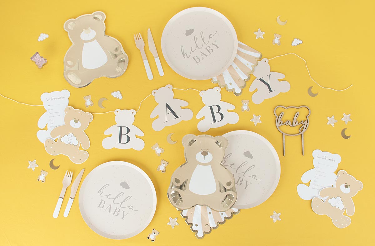 Toute la déco pour une baby shower ourson ou une gender reveal