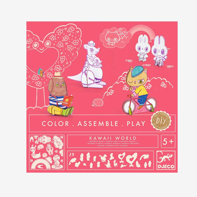 Coloriage et assemblage Djeco thème kawai à partir de 5 ans