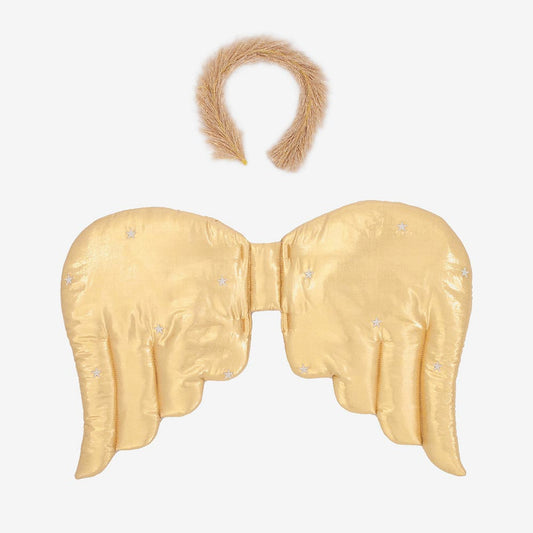 Alas y diadema doradas - accesorio para disfraz de ángel infantil