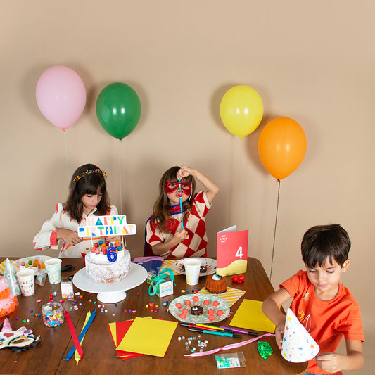 Topper Happy Birthday multicolore : decoration gateau annniversaire