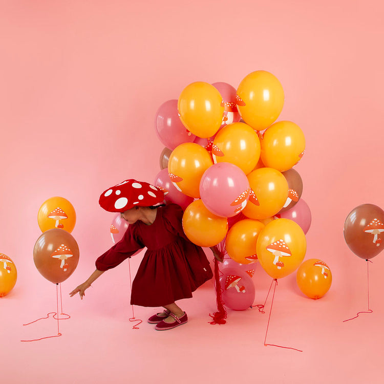 5 ballons champignons pour décoration thème automne