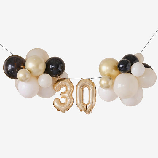 Arco de globos de 30 cumpleaños: decoración elegante para fiestas