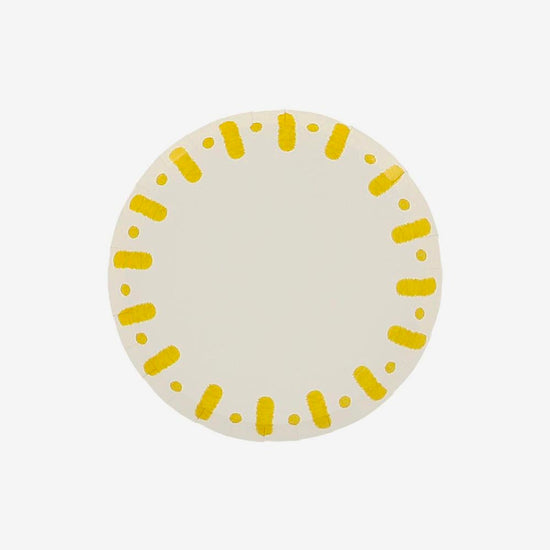 Petites assiettes jaunes pour fête d’été ou baby shower