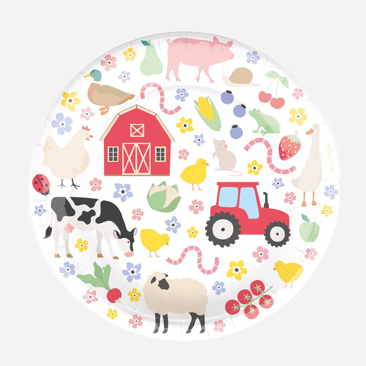 Assiette en carton : 8 assiettes de la ferme