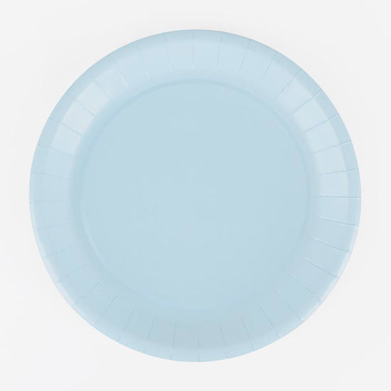 10 assiettes en carton ecoresponsable de couleur bleu clair