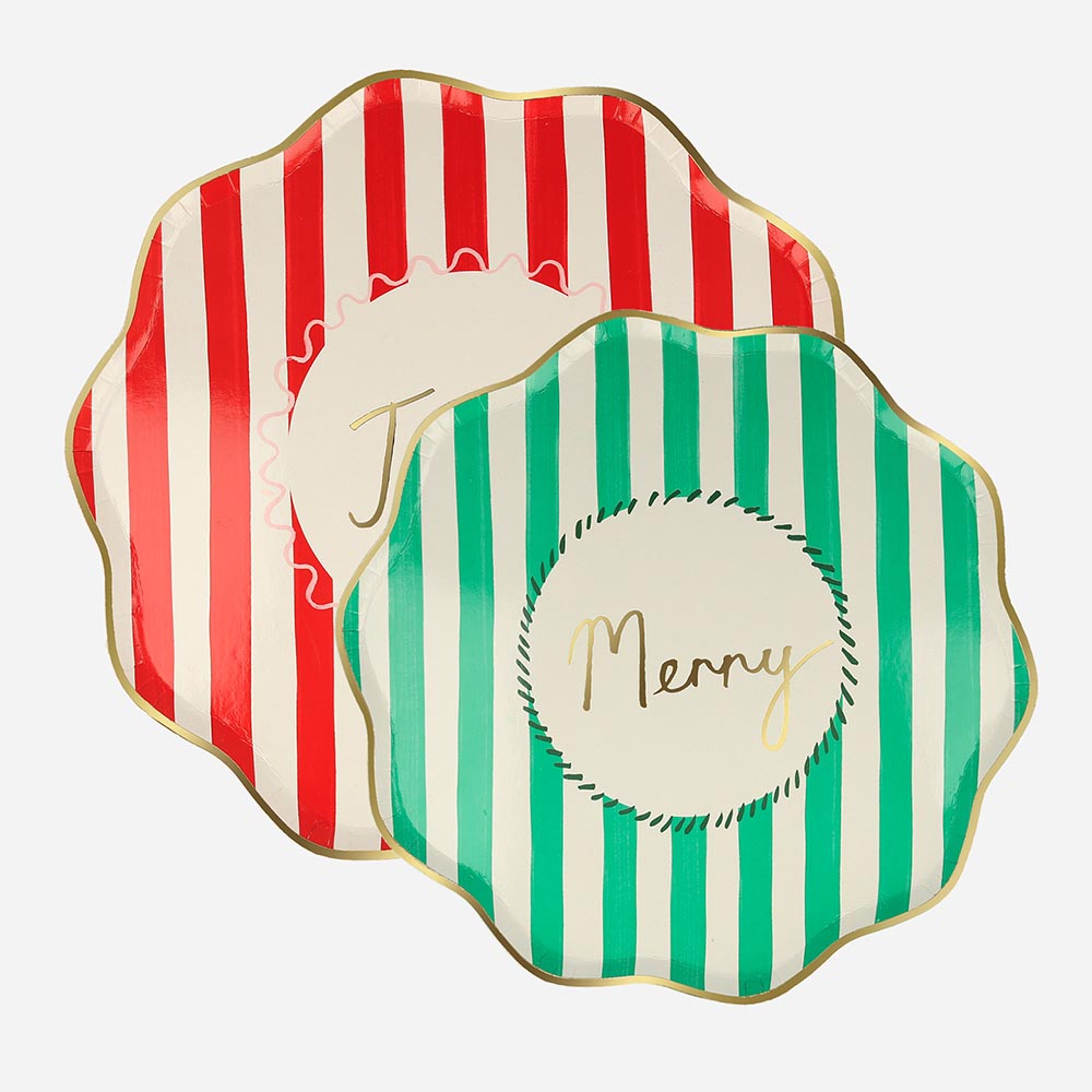 Striped deals paper plates