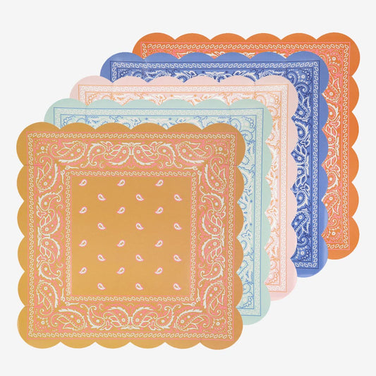 8 assiettes bandana, pour un repas au style western