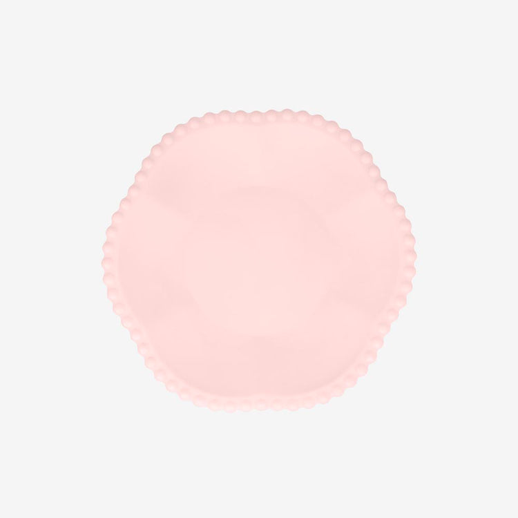 8 assiettes roses festonnées compostables, déco de table pour thème princesse