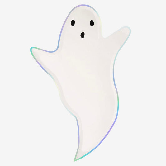 8 assiettes en carton fantomes meri meri pour déco table fête halloween 