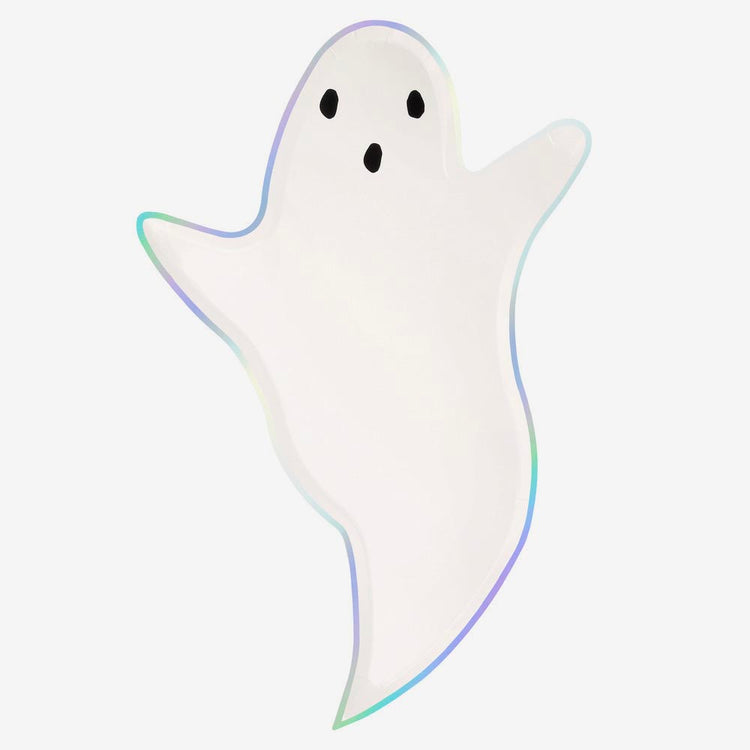 8 assiettes en carton fantomes meri meri pour déco table fête halloween 