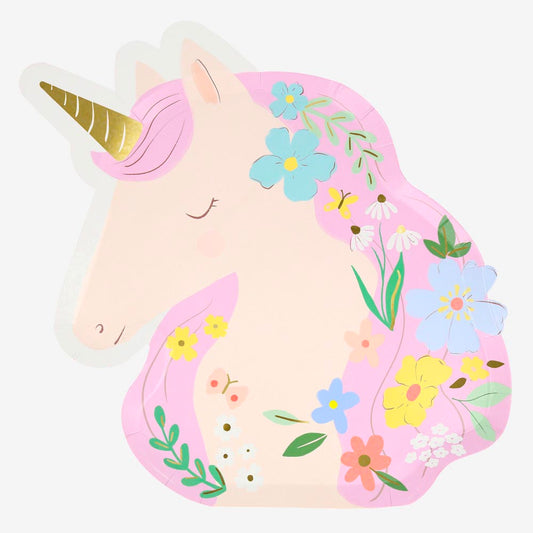 Assiette en carton : 8 assiettes licorne poétique