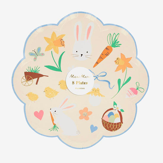 8 assiettes en carton motifs de Pâques : decoration de paques