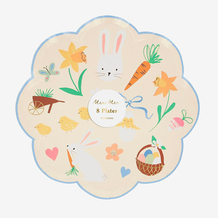 8 assiettes en carton motifs de Pâques : decoration de paques