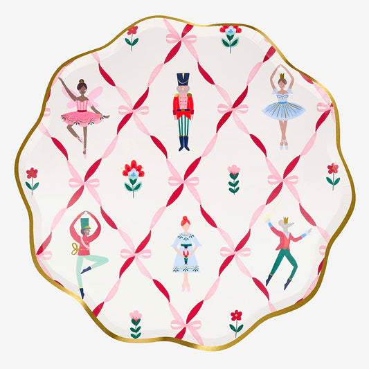 8 assiettes jetables casse-noisette meri meri pour décoration noël 