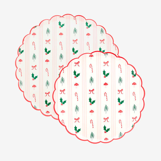 8 assiettes en carton motifs noel meri meri pour décoration noël 