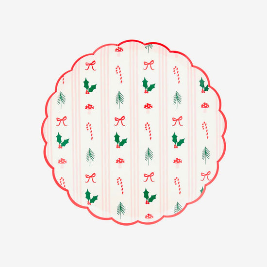 idée déco table de noel :  8 assiettes jetables motifs de noel meri meri
