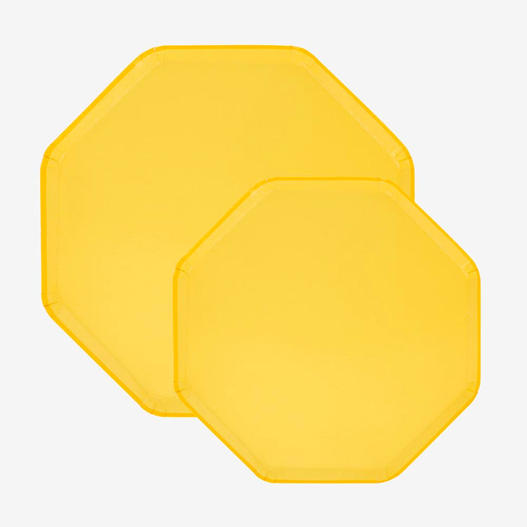 Assiettes en carton jaune citron, parfaites pour un goûter ou anniversaire ensoleillé