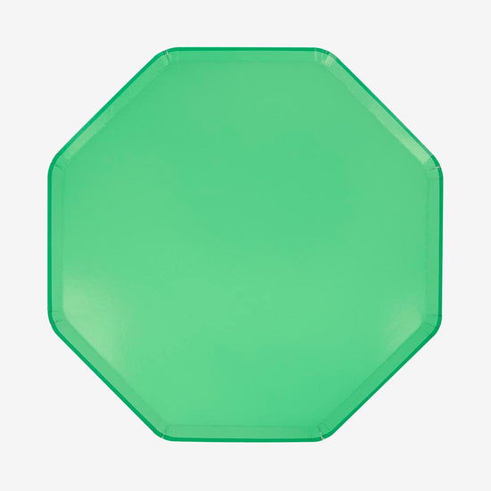 Assiettes en carton vert émeraude, idéales pour un baptème ou baby shower