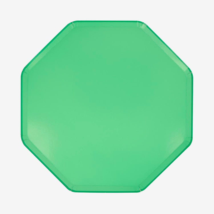 Assiettes en carton vert émeraude, idéales pour un baptème ou baby shower