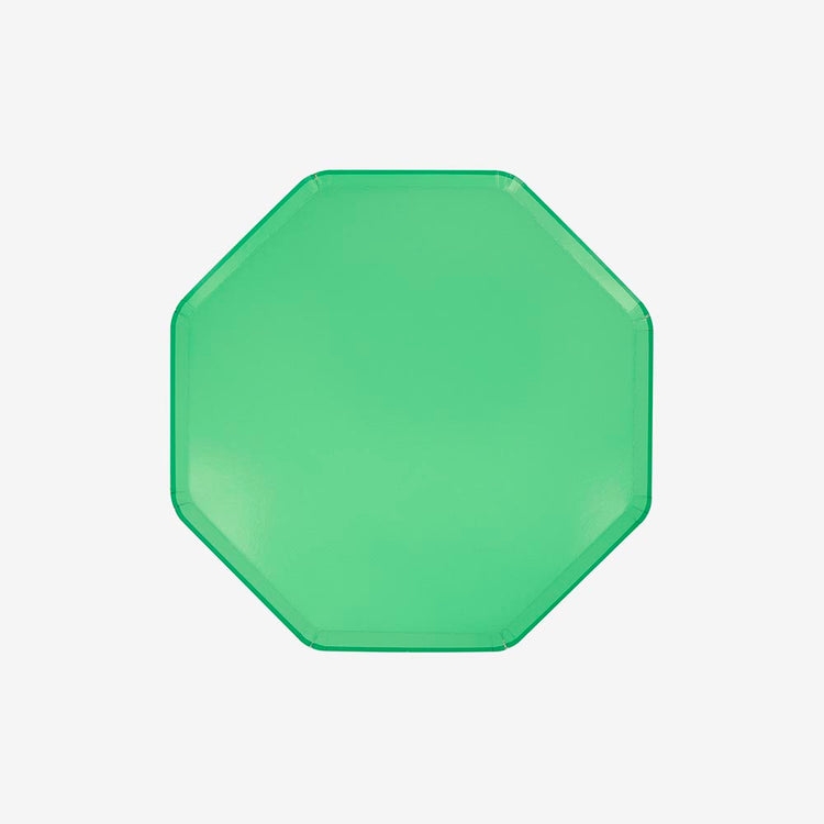 Assiettes en carton vert émeraude, idéales pour un anniversaire tropical