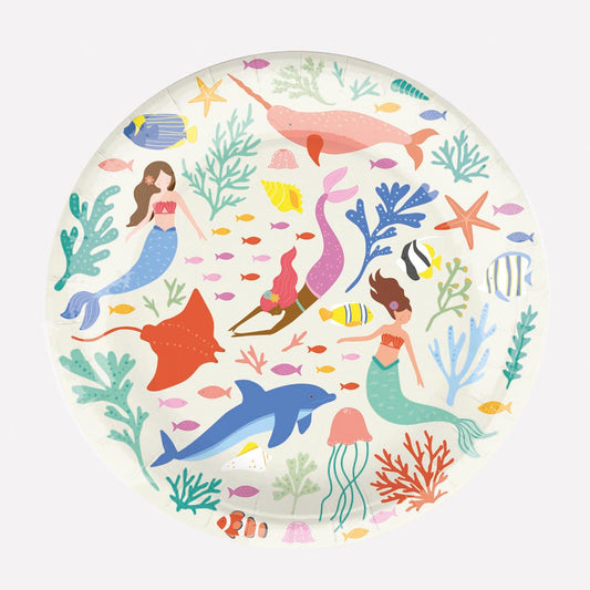 Assiette en carton : 8 assiettes sirènes