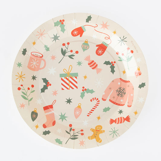 8 assiettes en carton cosy christmas : decoration de table noel