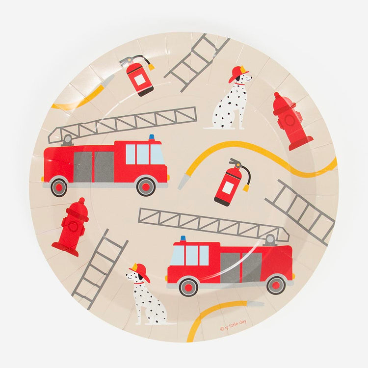 Cardboard plates for firefighter birthday table decoration