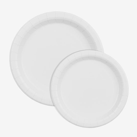 Assiettes blanches pour fêtes, anniversaire, mariage et baptême