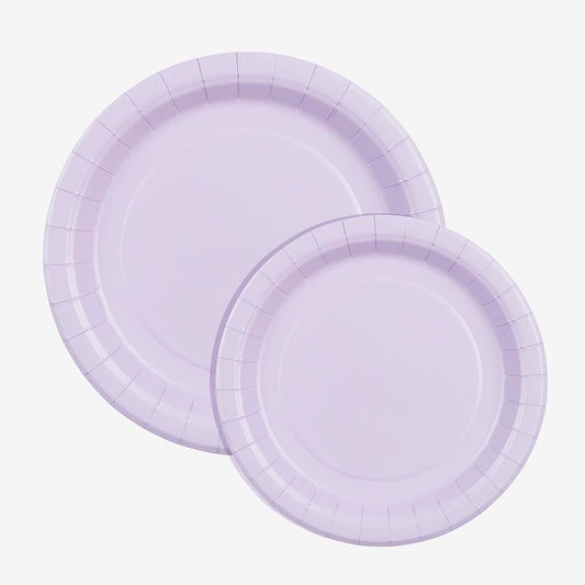 Assiettes en carton mauve décoration fête anniversaire