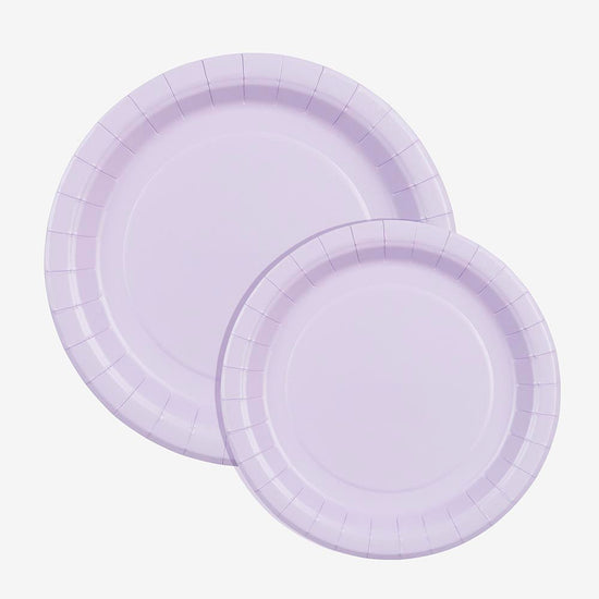 Assiettes en carton mauve décoration fête anniversaire