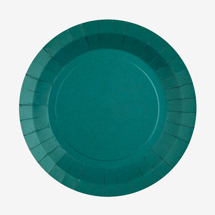 Assiettes en carton bleu canard : deco de table anniversaire sirene