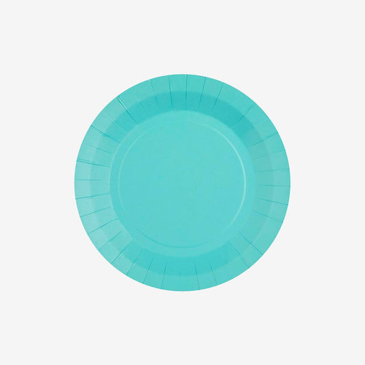 10 assiettes en carton turquoise : deco table anniversaire adulte