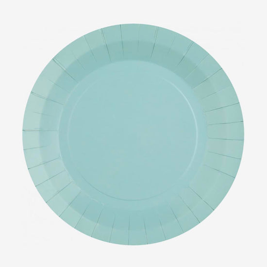 10 assiettes en carton bleu clair : deco de table anniversaire adulte