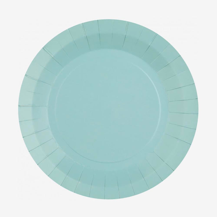 10 assiettes en carton bleu clair : deco de table anniversaire adulte