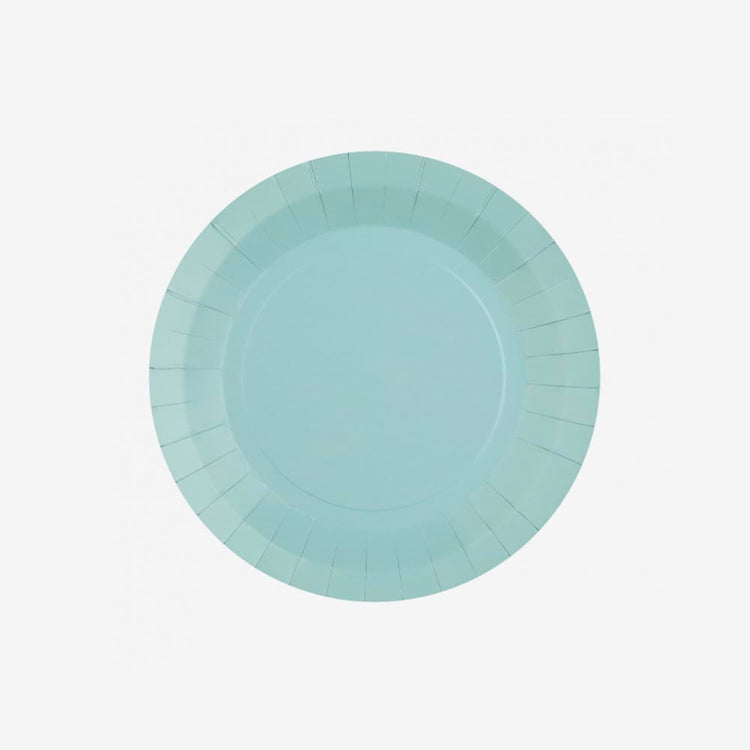 10 assiettes en carton bleu clair : déco de table anniversaire enfant