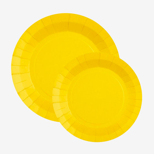 10 assiettes en carton jaunes : deco de table baby shower mixte