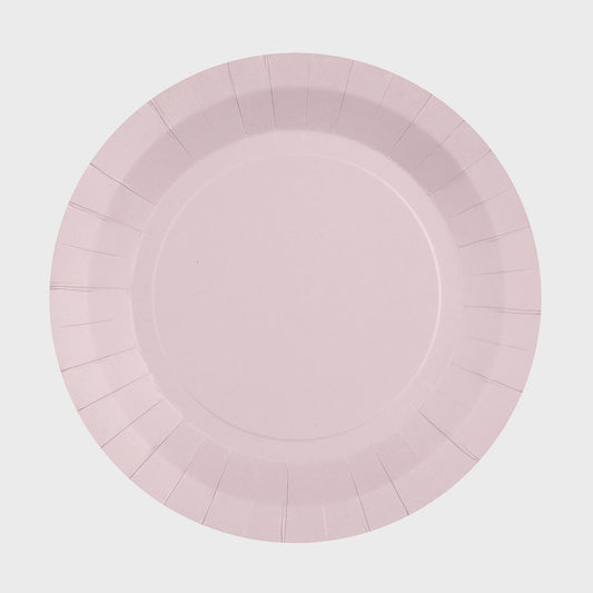 Assiette en carton : 10 assiettes rose pale