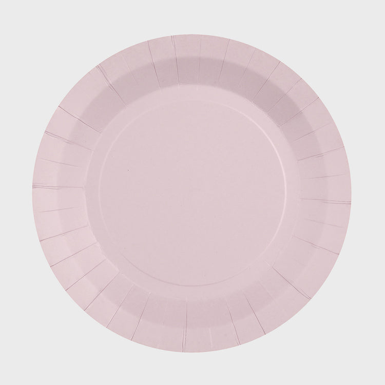 Assiette en carton : 10 assiettes rose pale