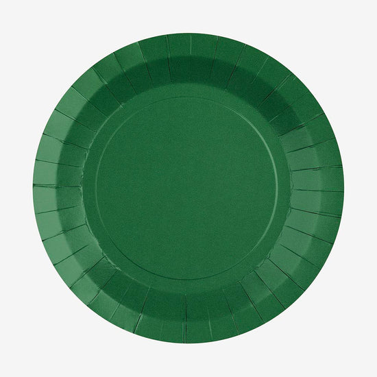 10 assiettes en carton vert foncé : deco de table anniversaire