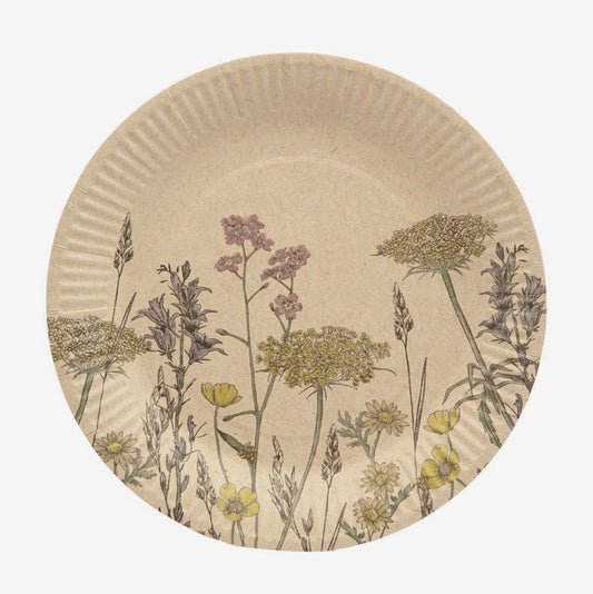 Cardboard plates with wild flowers: magical birthday decoration