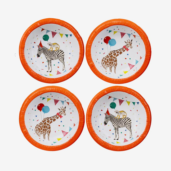 8 bols en carton safari festif : decoration de table anniversaire